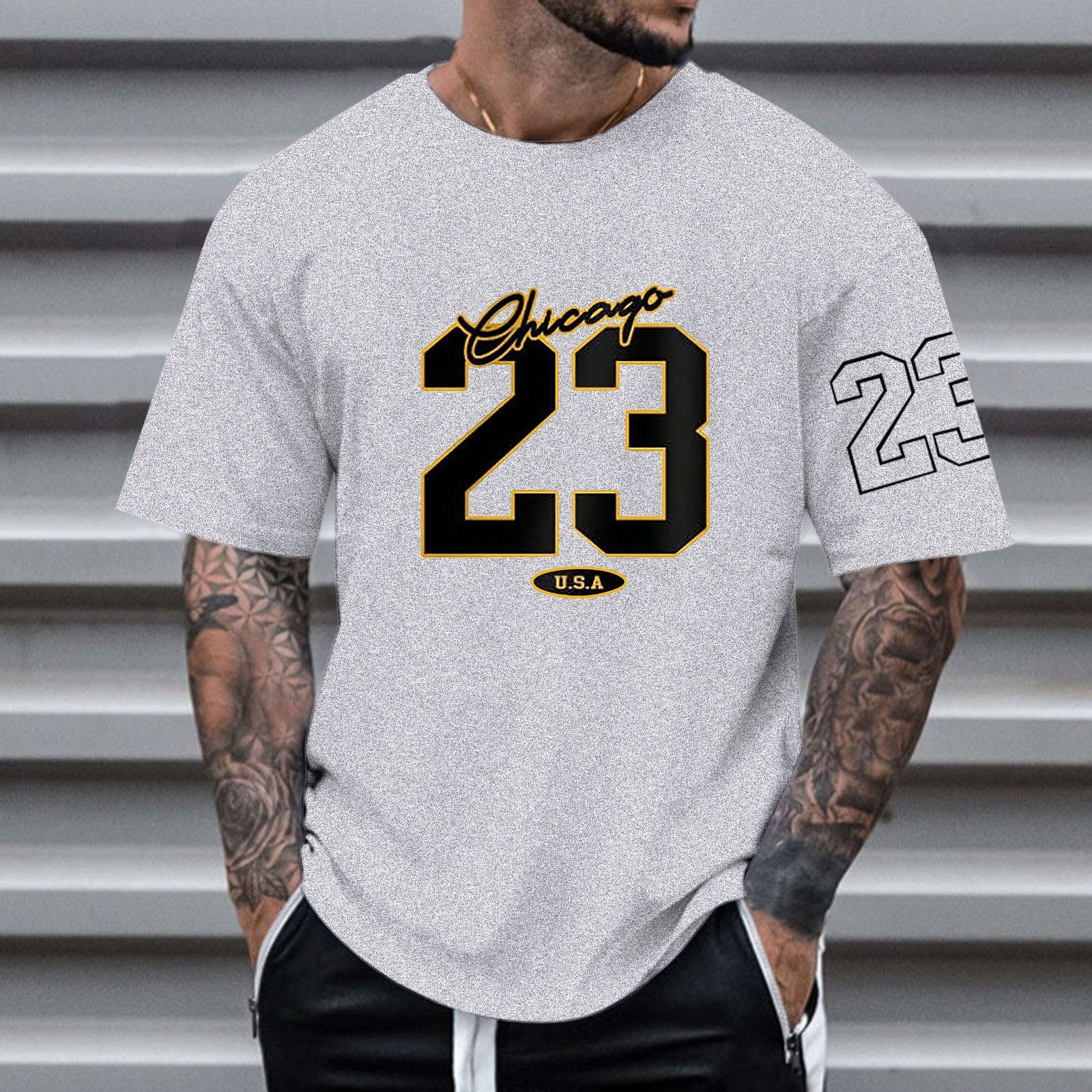 thumbnail image 4 of Camiseta personalizada con estampado alfanumérico para hombre - Cuello redondo y manga corta - Mezcla de algodón, nombre/número personalizado para regalos únicos, 4 of 7